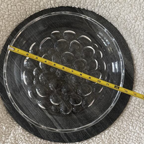 Large Dimpled HOYA Thumbprint Mid-Century Art Glass Crystal Bowl Tray 12.5” - Picture 4 of 7